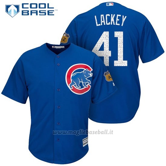 Maglia Baseball Uomo Chicago Cubs 41 John Lackey 2017 Allenamento Primaverile Cool Base Giocatore
